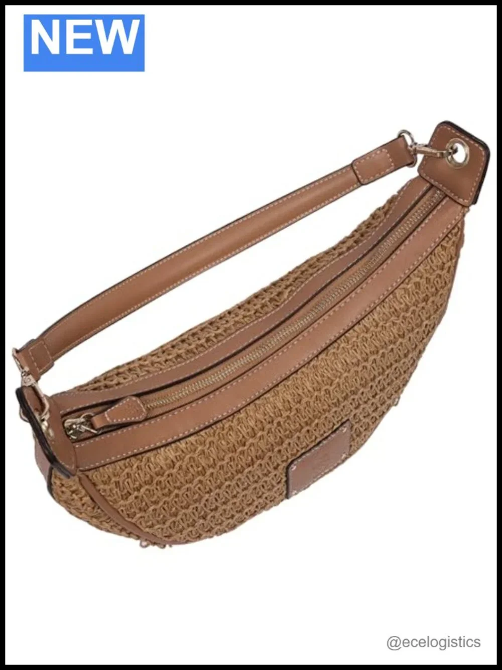 Woven Hobo Bag with Gold Hardware Adjustable Shoulder Strap